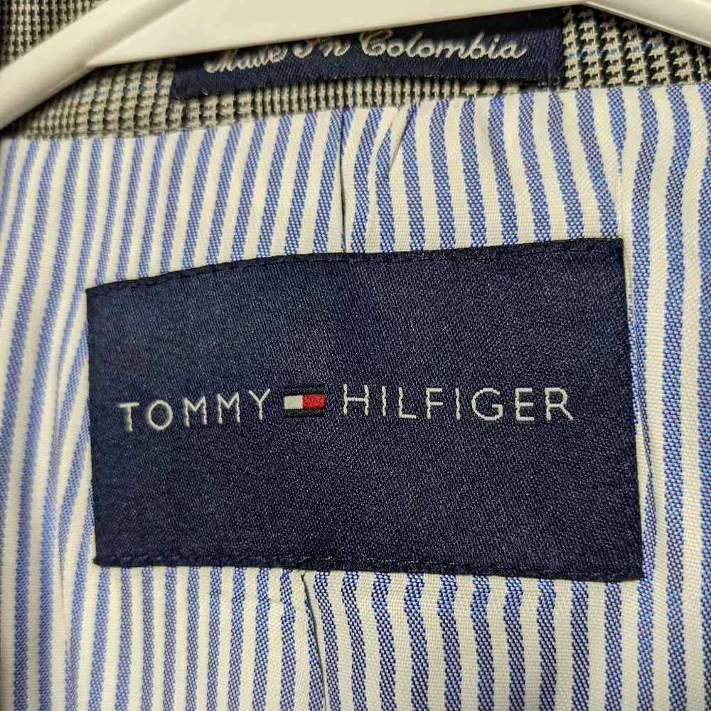 Tommy Hilfiger Mens 40R Wool Blazer Houndstooth Plaid Jacket